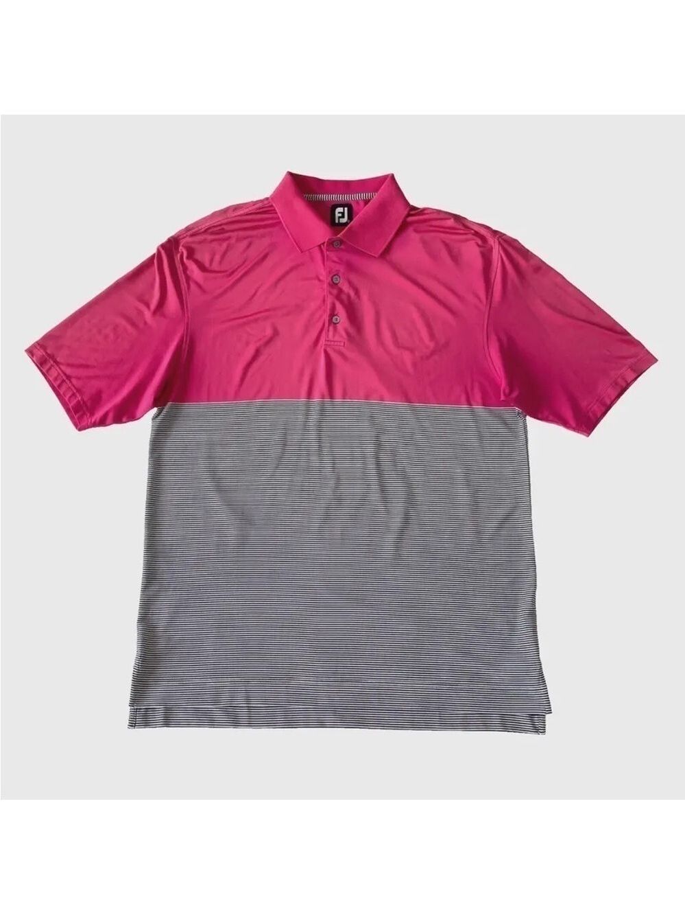 FootJoy FJ Golf Polo Shirt Mens XL Pink Black Striped